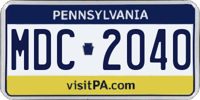 PA license plate MDC2040