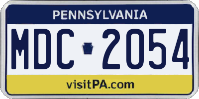 PA license plate MDC2054