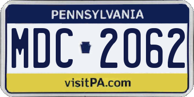 PA license plate MDC2062