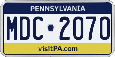 PA license plate MDC2070