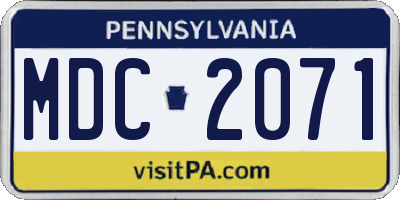 PA license plate MDC2071