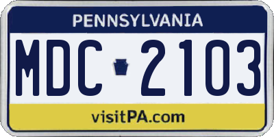 PA license plate MDC2103