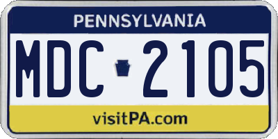 PA license plate MDC2105