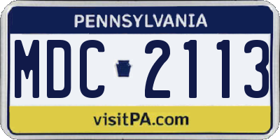 PA license plate MDC2113