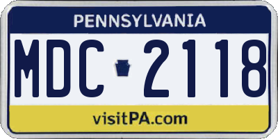 PA license plate MDC2118