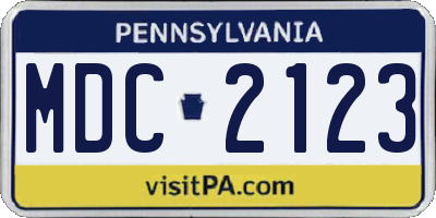 PA license plate MDC2123