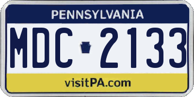 PA license plate MDC2133