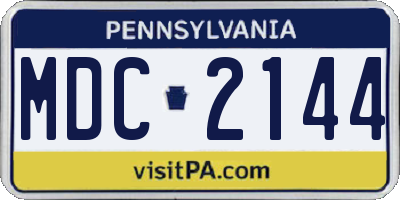 PA license plate MDC2144