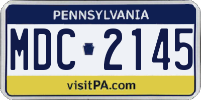 PA license plate MDC2145