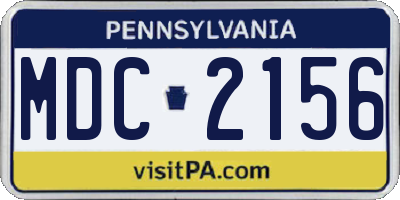 PA license plate MDC2156