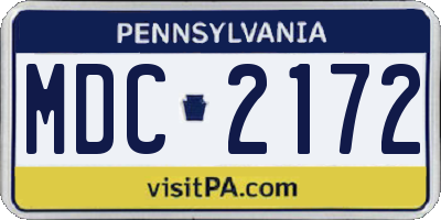 PA license plate MDC2172
