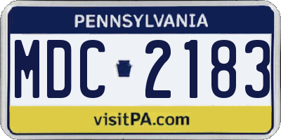 PA license plate MDC2183