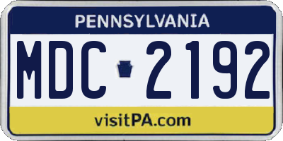 PA license plate MDC2192