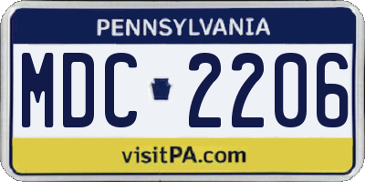 PA license plate MDC2206