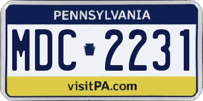 PA license plate MDC2231