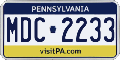 PA license plate MDC2233