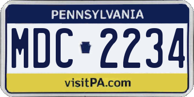 PA license plate MDC2234