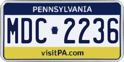 PA license plate MDC2236