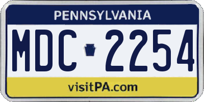 PA license plate MDC2254
