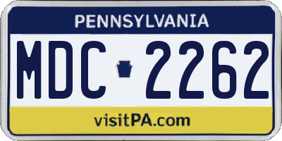 PA license plate MDC2262