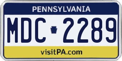 PA license plate MDC2289