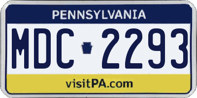 PA license plate MDC2293