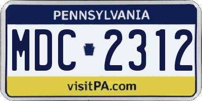 PA license plate MDC2312