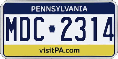 PA license plate MDC2314