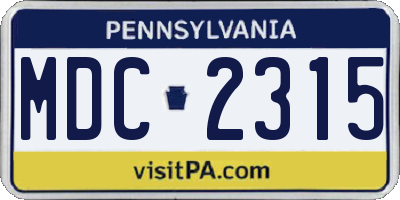 PA license plate MDC2315