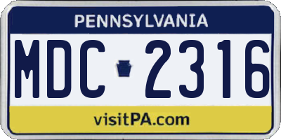 PA license plate MDC2316