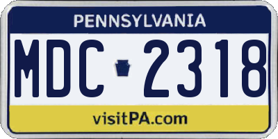 PA license plate MDC2318
