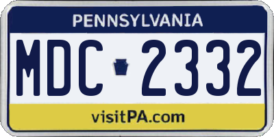PA license plate MDC2332