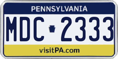 PA license plate MDC2333