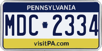 PA license plate MDC2334