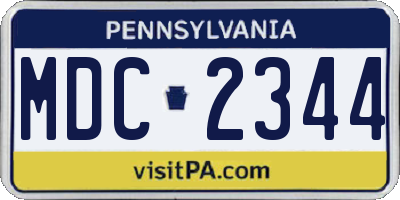 PA license plate MDC2344