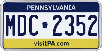PA license plate MDC2352