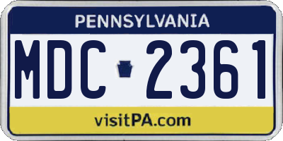 PA license plate MDC2361