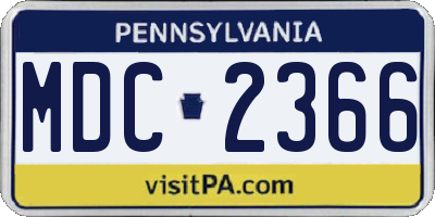 PA license plate MDC2366