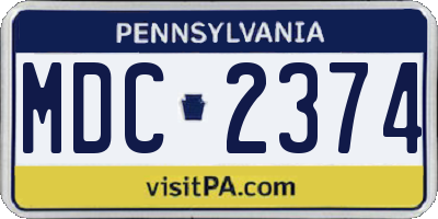 PA license plate MDC2374