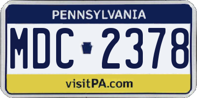 PA license plate MDC2378