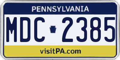 PA license plate MDC2385