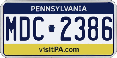 PA license plate MDC2386