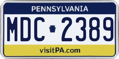 PA license plate MDC2389