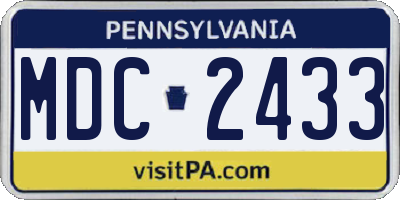 PA license plate MDC2433