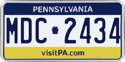 PA license plate MDC2434
