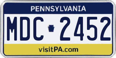 PA license plate MDC2452