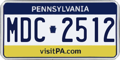 PA license plate MDC2512