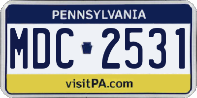 PA license plate MDC2531