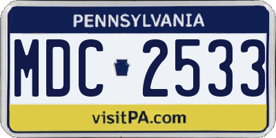 PA license plate MDC2533