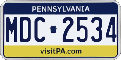 PA license plate MDC2534